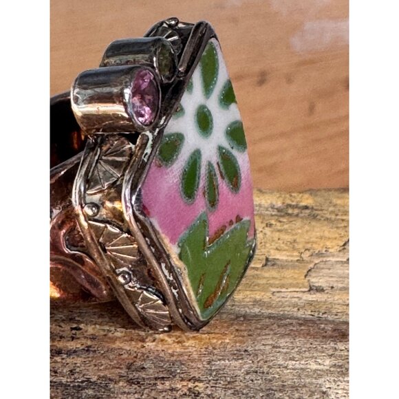 Mars Valentine Ring Sterling Silver Porcelain Shard Statement Ring - Picture 6 of 9